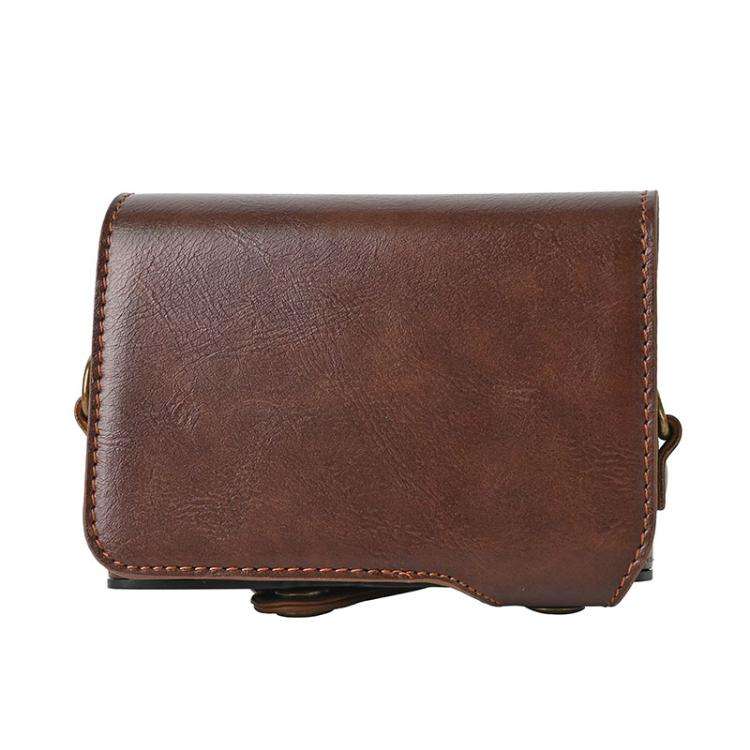 For Canon PowerShot SX740 HS Retro Pull Up Leather Full Body Camera Case Bag with Strap(Coffee)