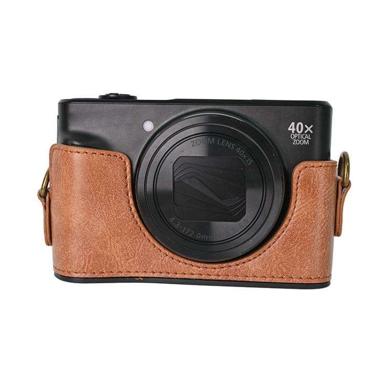 For Canon PowerShot SX740 HS Retro Pull Up Leather Full Body Camera Case Bag with Strap(Brown)