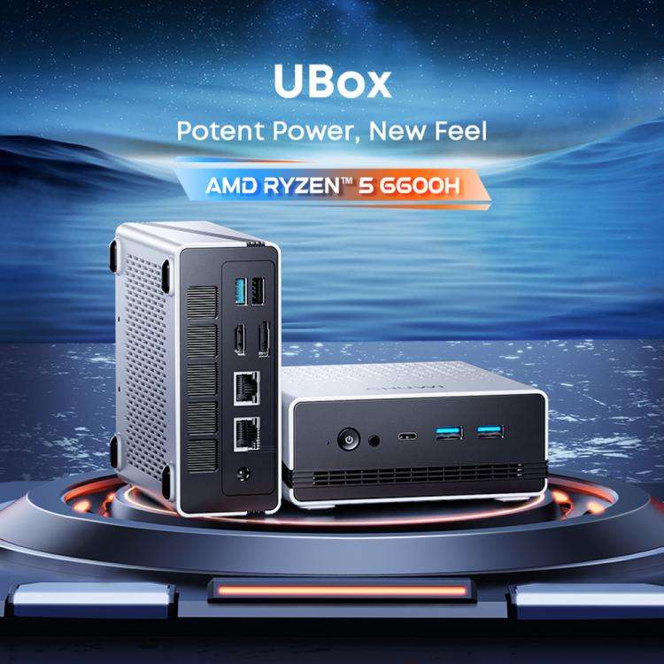 CHUWI UBox Windows 11 Mini PC, 16GB+512GB, AMD Ryzen 5 6600H Processor(UK Plug)