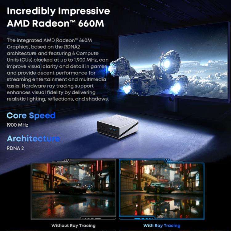 CHUWI UBox Windows 11 Mini PC, 16GB+512GB, AMD Ryzen 5 6600H Processor(UK Plug)