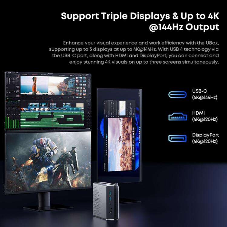 CHUWI UBox Windows 11 Mini PC, 16GB+512GB, AMD Ryzen 5 6600H Processor(US Plug)