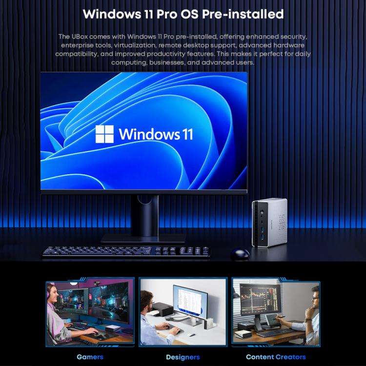CHUWI UBox Windows 11 Mini PC, 16GB+512GB, AMD Ryzen 5 6600H Processor(UK Plug)