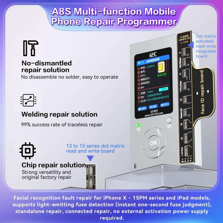 i2C A8S Multi-function Phone Repair Programmer, Model:Host+12-15 Plus True Tone Board