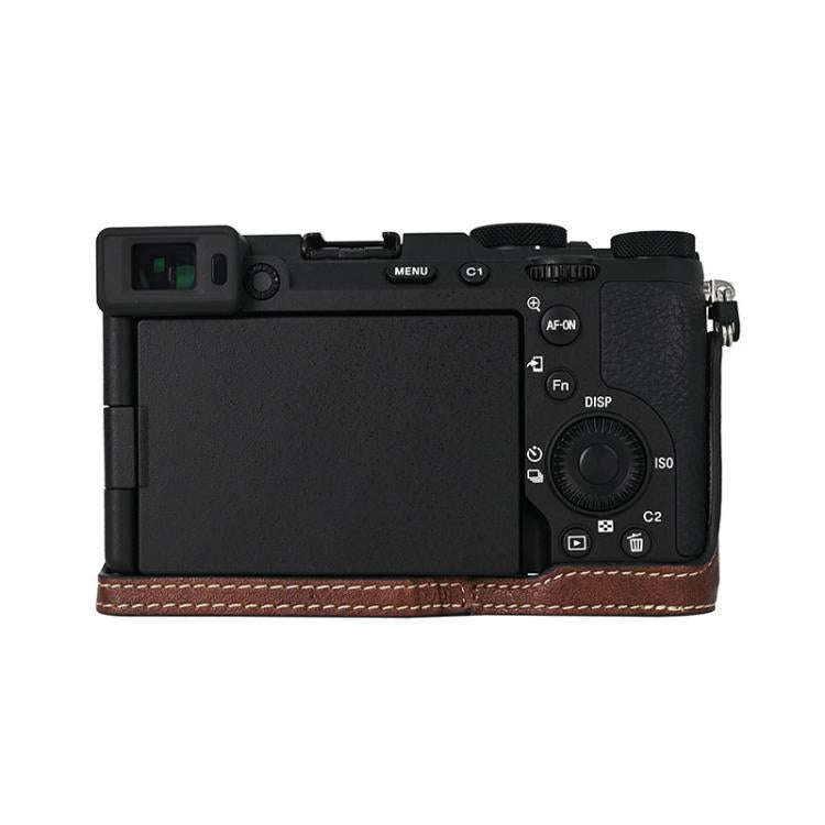 For Sony ILCE-7CM2 / Alpha 7C II Litchi Texture PU Leather Camera Half Case Base(Coffee)