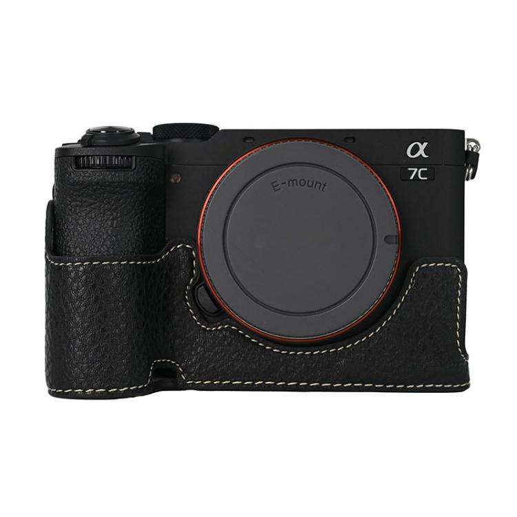 For Sony ILCE-7CM2 / Alpha 7C II Litchi Texture PU Leather Camera Half Case Base(Black)