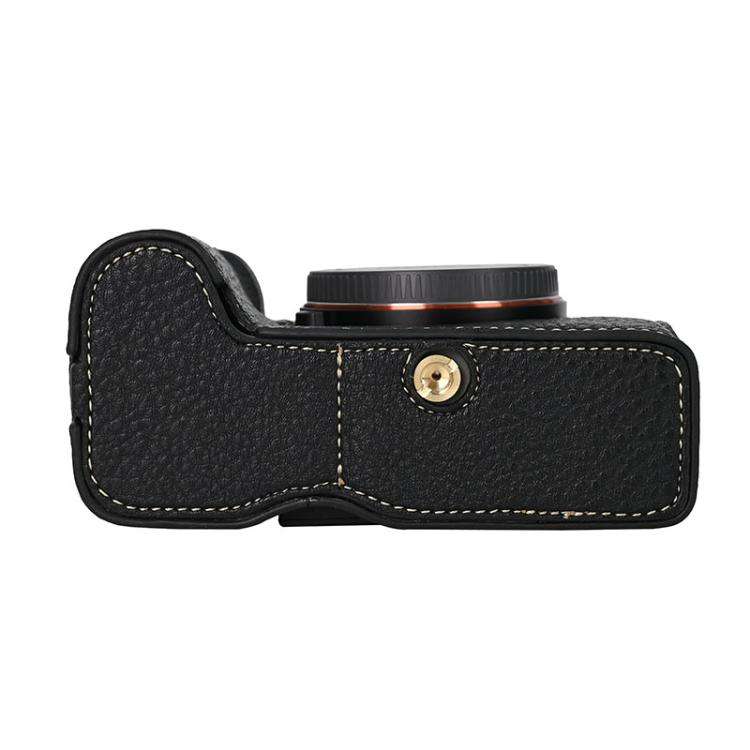 For Sony ILCE-7CM2 / Alpha 7C II Litchi Texture PU Leather Camera Half Case Base(Black)