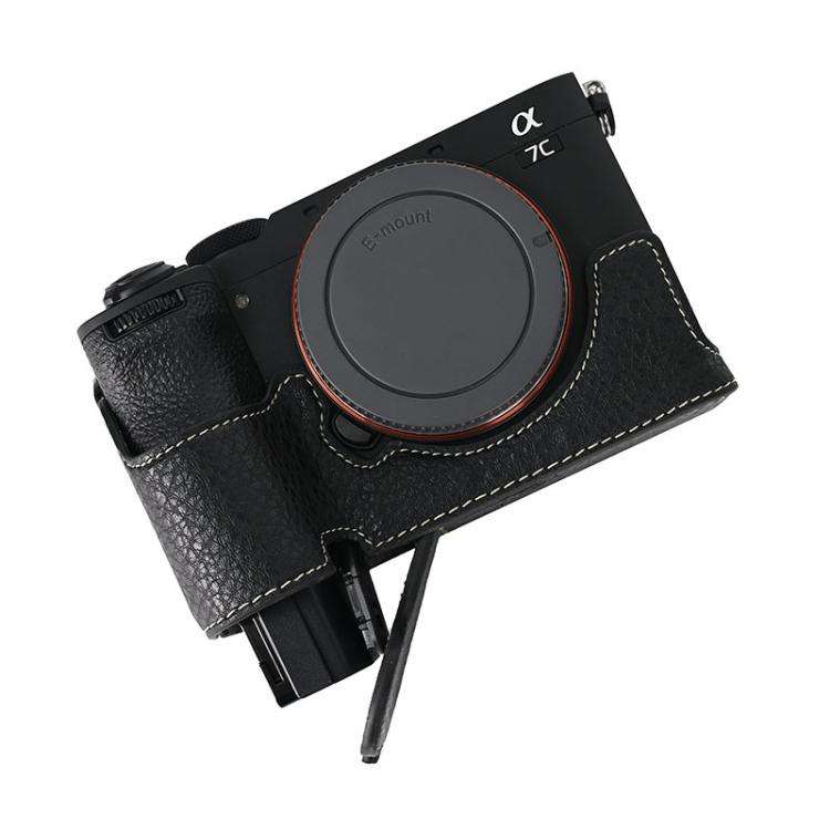 For Sony ILCE-7CM2 / Alpha 7C II Litchi Texture PU Leather Camera Half Case Base(Black)