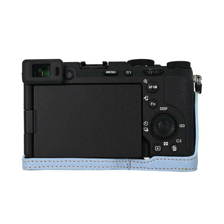For Sony ILCE-7CM2 / Alpha 7C II Litchi Texture PU Leather Camera Half Case Base(Blue)