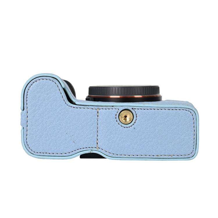 For Sony ILCE-7CM2 / Alpha 7C II Litchi Texture PU Leather Camera Half Case Base(Blue)