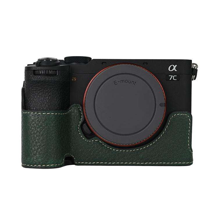 For Sony ILCE-7CM2 / Alpha 7C II Litchi Texture PU Leather Camera Half Case Base(Green)