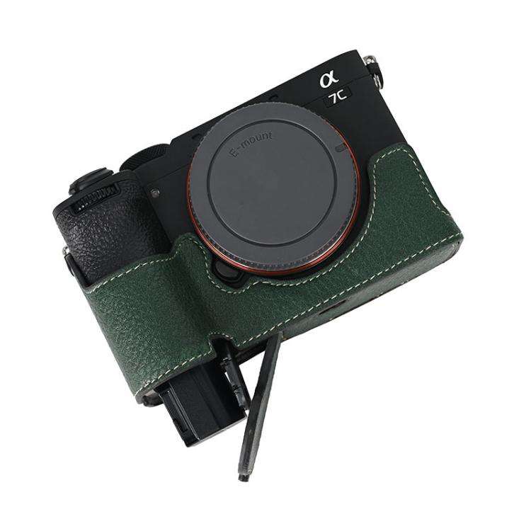For Sony ILCE-7CM2 / Alpha 7C II Litchi Texture PU Leather Camera Half Case Base(Green)