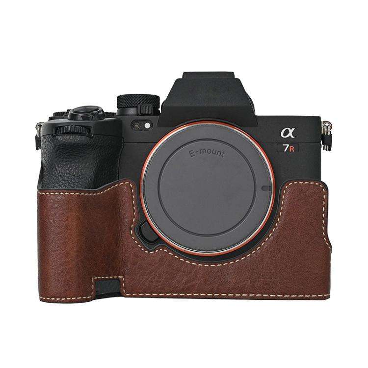 For Sony ILCE7RM5 / A7R5 Litchi Texture PU Leather Camera Half Case Base(Coffee)