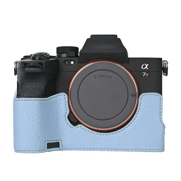 For Sony ILCE7RM5 / A7R5 Litchi Texture PU Leather Camera Half Case Base(Blue)