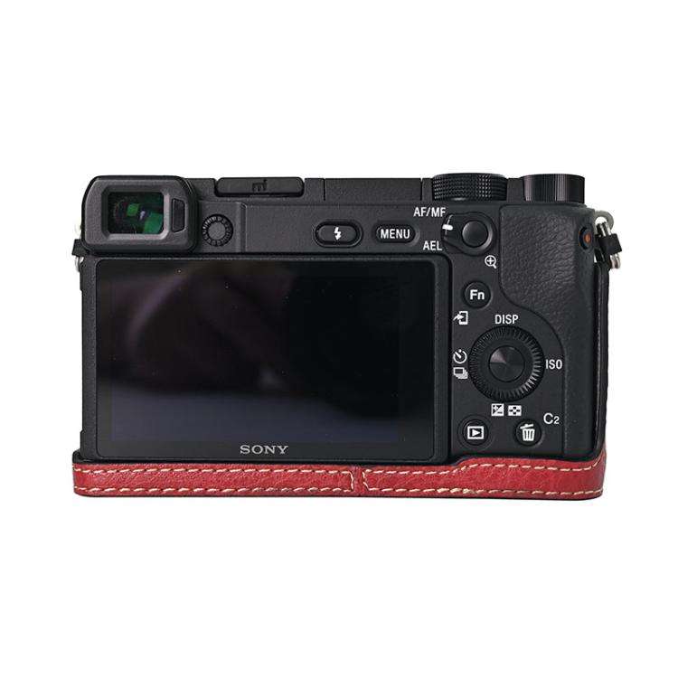 For Sony ILCE-6400 / A6300 / A6200 Litchi Texture PU Leather Camera Half Case Base(Wine Red)