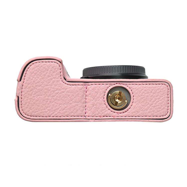 For Sony ILCE-6400 / A6300 / A6200 Litchi Texture PU Leather Camera Half Case Base(Pink)