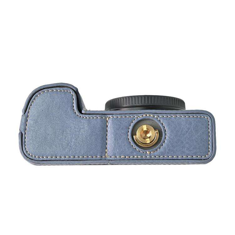 For Sony ILCE-6400 / A6300 / A6200 Litchi Texture PU Leather Camera Half Case Base(Blue)