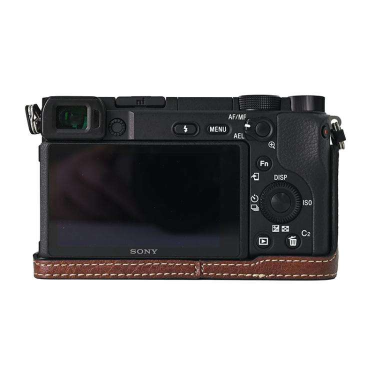 For Sony ILCE-6400 / A6300 / A6200 Litchi Texture PU Leather Camera Half Case Base(Coffee)