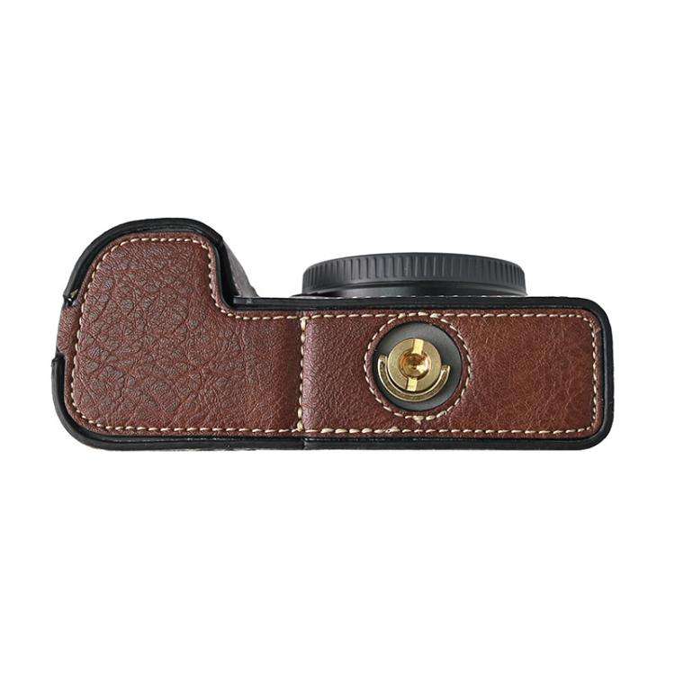 For Sony ILCE-6400 / A6300 / A6200 Litchi Texture PU Leather Camera Half Case Base(Coffee)