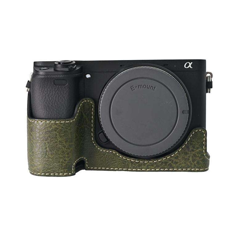 For Sony ILCE-6400 / A6300 / A6200 Litchi Texture PU Leather Camera Half Case Base(Green)