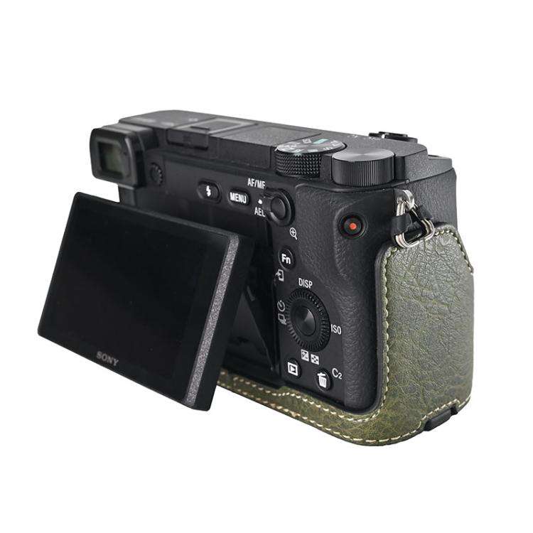 For Sony ILCE-6400 / A6300 / A6200 Litchi Texture PU Leather Camera Half Case Base(Green)