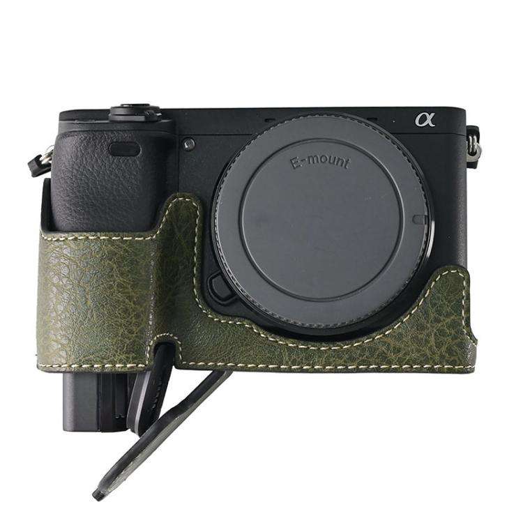 For Sony ILCE-6400 / A6300 / A6200 Litchi Texture PU Leather Camera Half Case Base(Green)