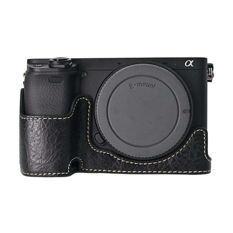 For Sony ILCE-6400 / A6300 / A6200 Litchi Texture PU Leather Camera Half Case Base(Black)
