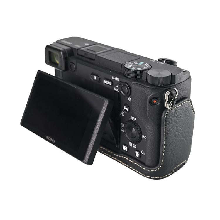 For Sony ILCE-6400 / A6300 / A6200 Litchi Texture PU Leather Camera Half Case Base(Black)