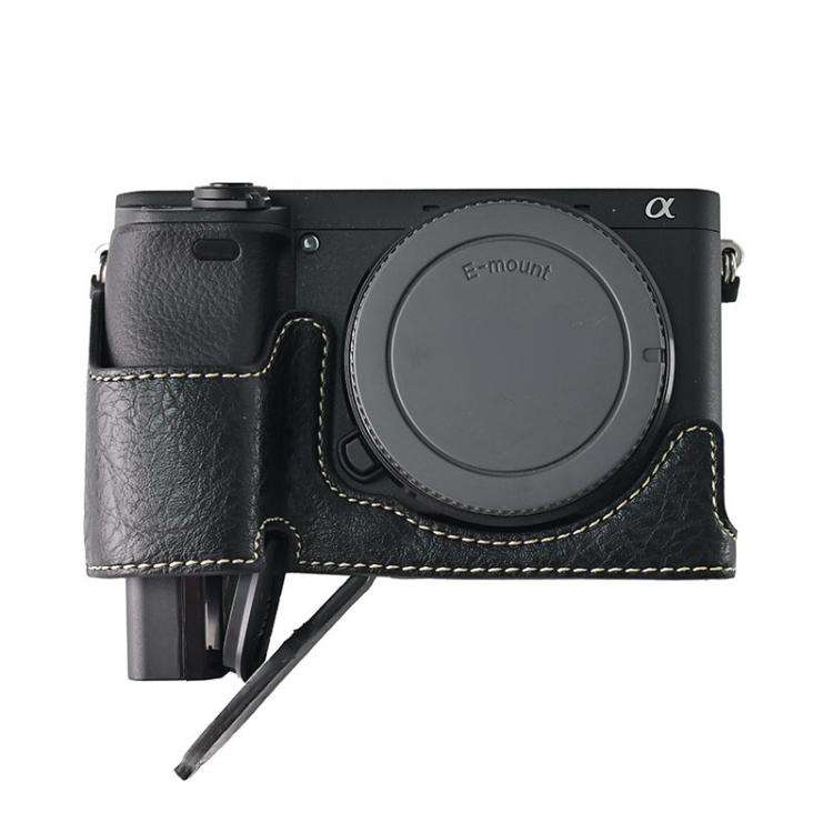 For Sony ILCE-6400 / A6300 / A6200 Litchi Texture PU Leather Camera Half Case Base(Black)