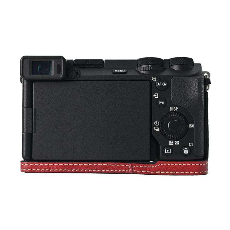 For Sony ILCE-6700 / A6700 Litchi Texture PU Leather Camera Half Case Base(Wine Red)