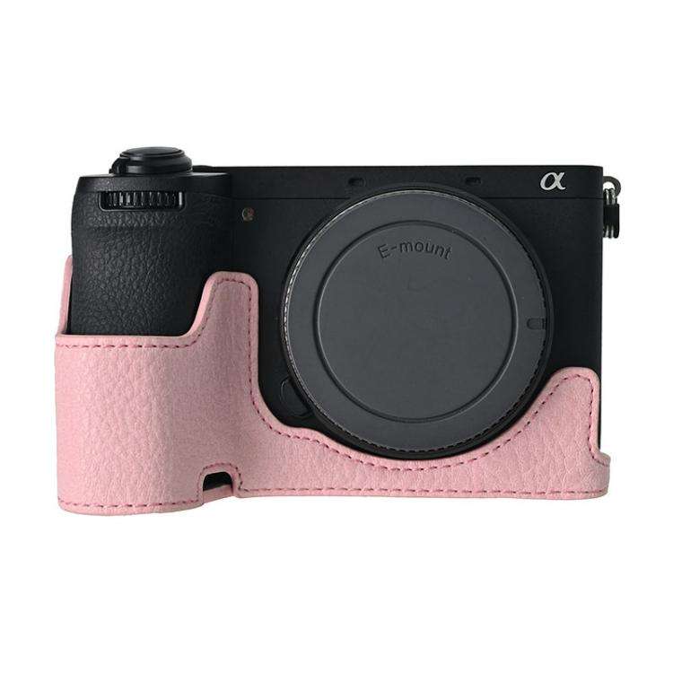 For Sony ILCE-6700 / A6700 Litchi Texture PU Leather Camera Half Case Base(Pink)