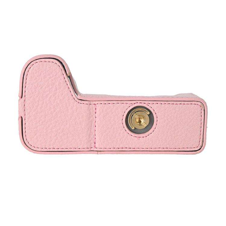 For Sony ILCE-6700 / A6700 Litchi Texture PU Leather Camera Half Case Base(Pink)