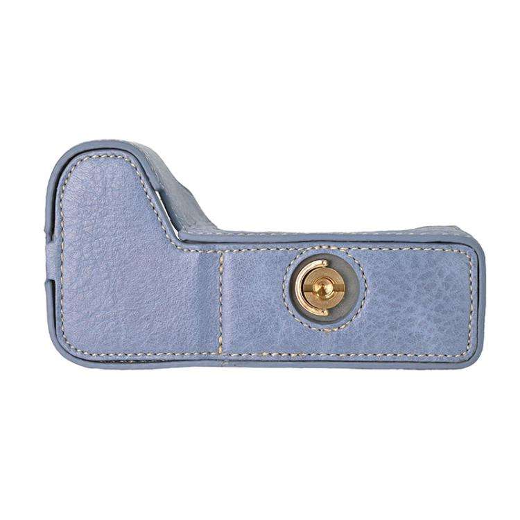 For Sony ILCE-6700 / A6700 Litchi Texture PU Leather Camera Half Case Base(Blue)