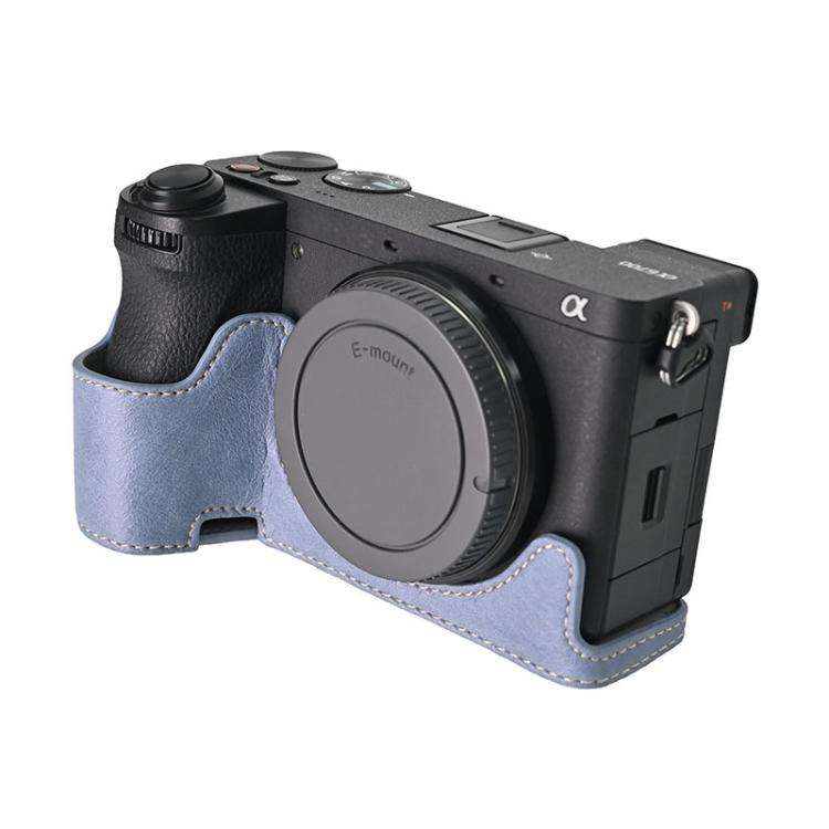 For Sony ILCE-6700 / A6700 Litchi Texture PU Leather Camera Half Case Base(Blue)