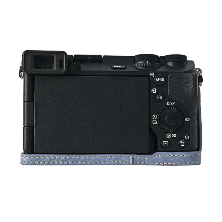 For Sony ILCE-6700 / A6700 Litchi Texture PU Leather Camera Half Case Base(Blue)