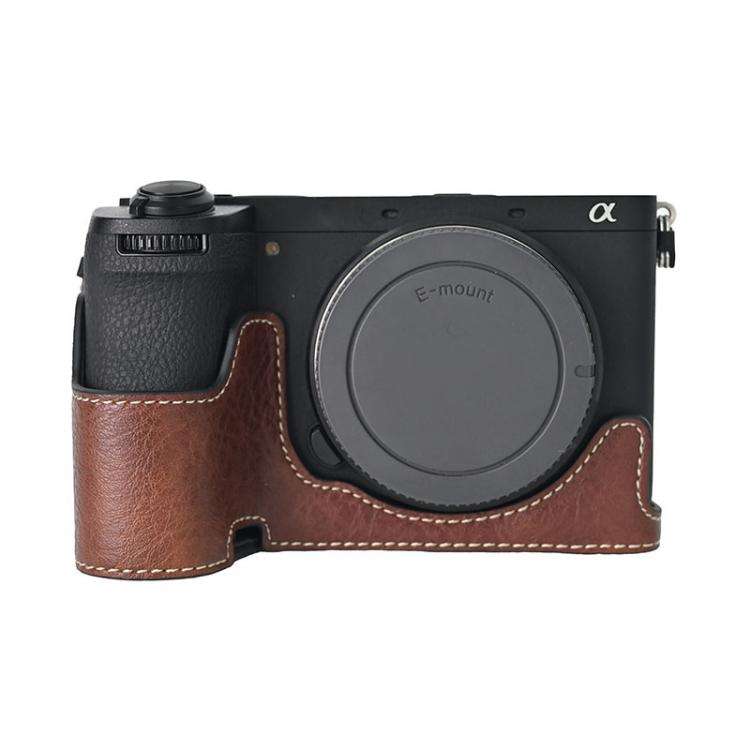 For Sony ILCE-6700 / A6700 Litchi Texture PU Leather Camera Half Case Base(Coffee)