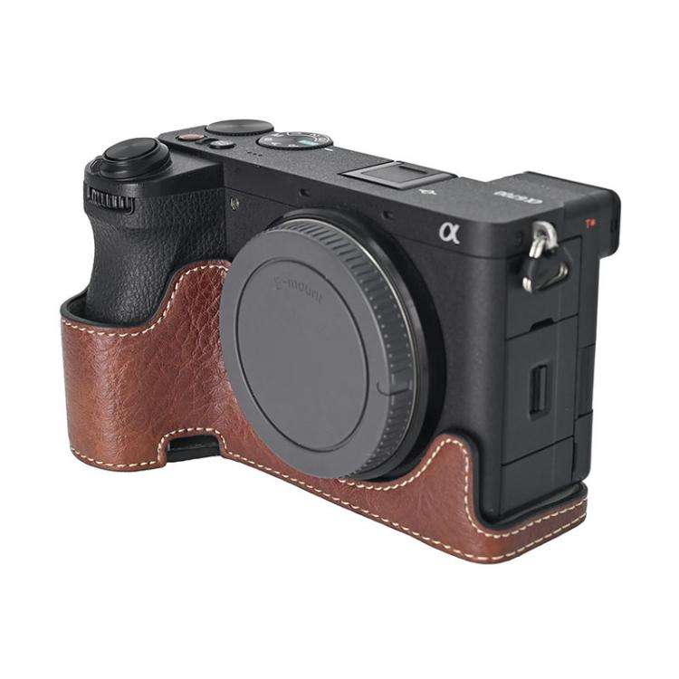 For Sony ILCE-6700 / A6700 Litchi Texture PU Leather Camera Half Case Base(Coffee)