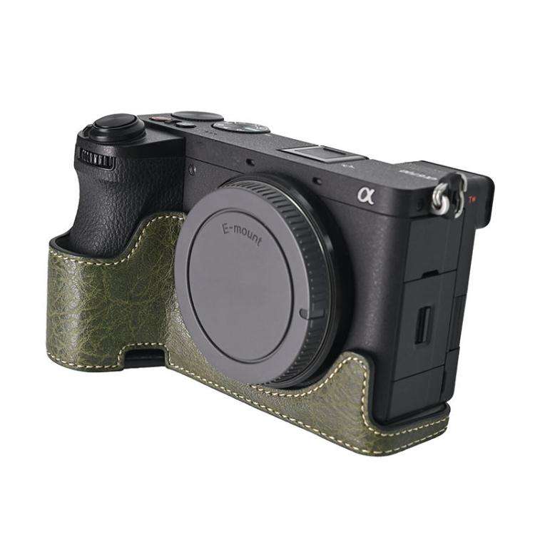 For Sony ILCE-6700 / A6700 Litchi Texture PU Leather Camera Half Case Base(Green)