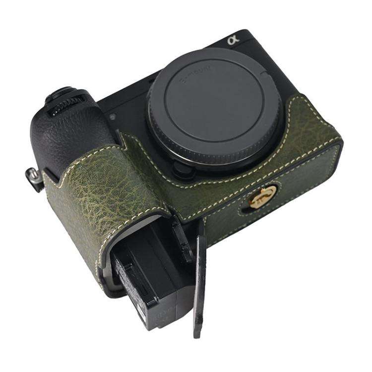 For Sony ILCE-6700 / A6700 Litchi Texture PU Leather Camera Half Case Base(Green)