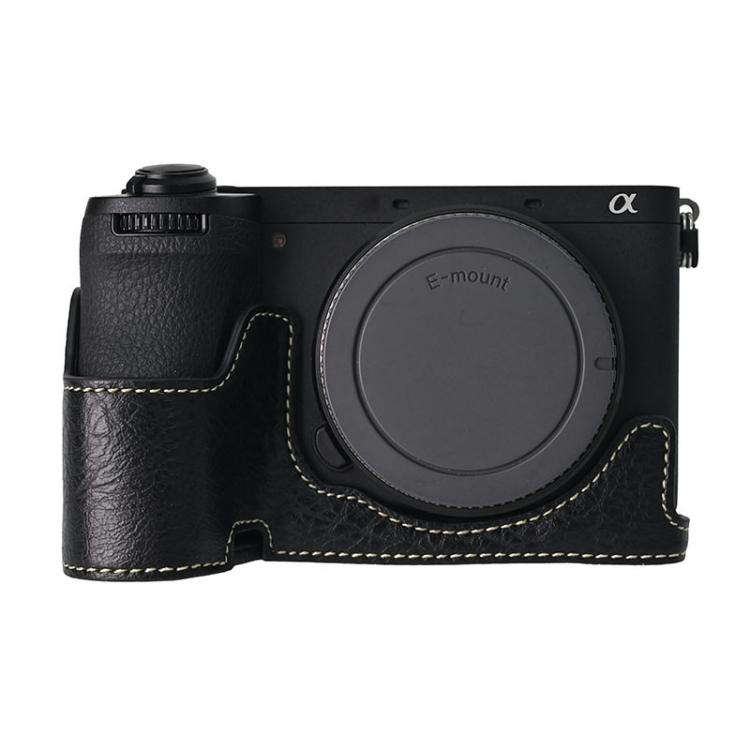 For Sony ILCE-6700 / A6700 Litchi Texture PU Leather Camera Half Case Base(Black)
