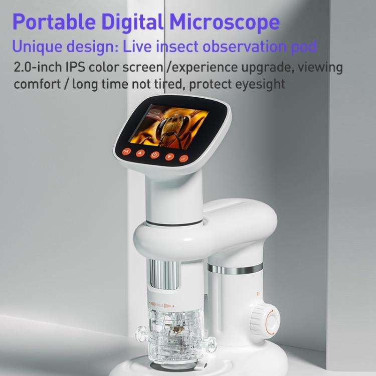 CM3 2.0 inch IPS Screen 1000X Desktop HD Digital Electron Microscope(White)