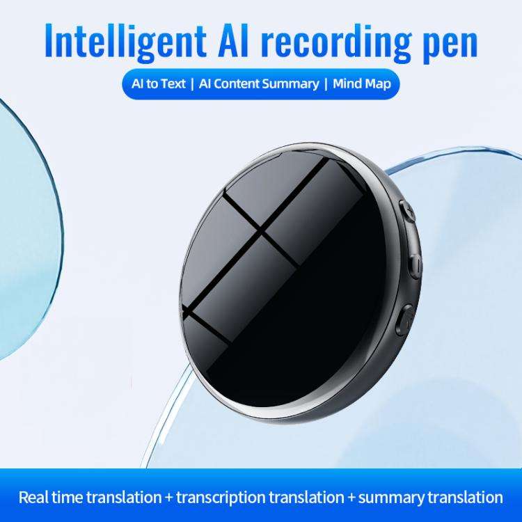JNN M29A Portable Smart AI Magnetic Recorder Support APP Control, Memory:8GB(Black)