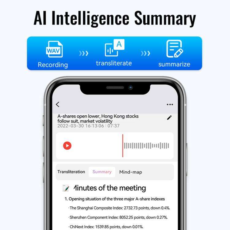 JNN M29A Portable Smart AI Magnetic Recorder Support APP Control, Memory:8GB(Black)
