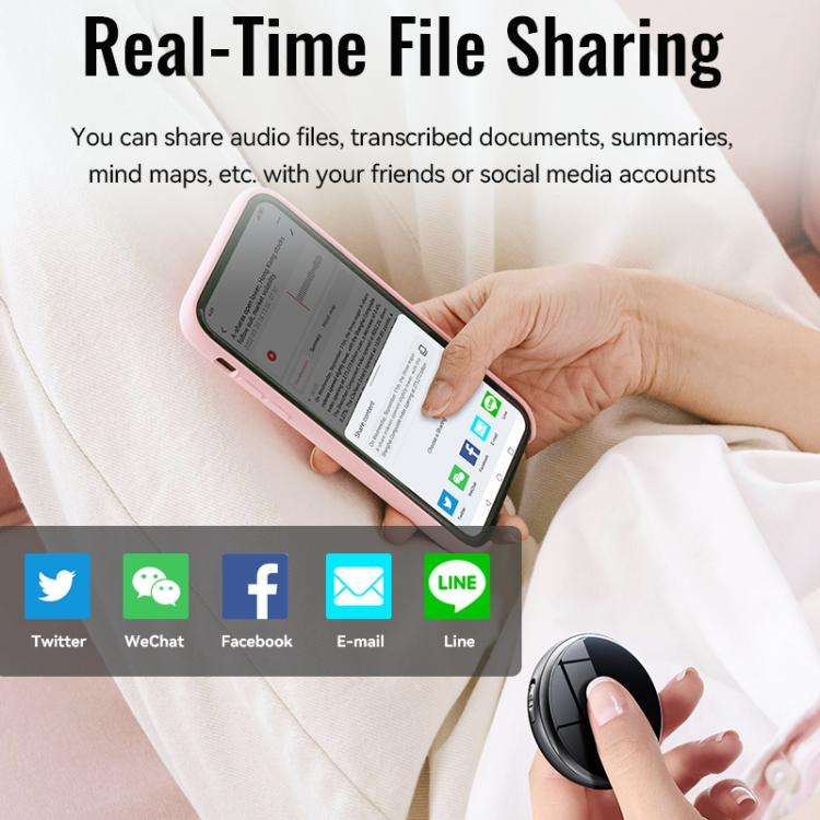 JNN M29A Portable Smart AI Magnetic Recorder Support APP Control, Memory:8GB(Black)