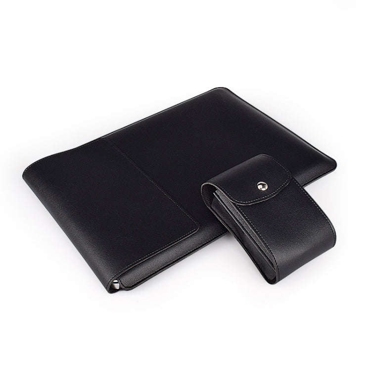 PU05 Sleeve Leather Case Carrying Bag with Small Storage Bag for 13.3 inch Laptop(Black)