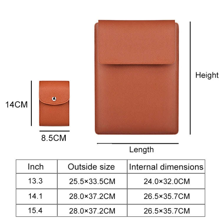 PU05 Sleeve Leather Case Carrying Bag with Small Storage Bag for 13.3 inch Laptop(Black)