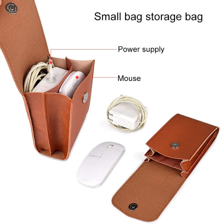 PU05 Sleeve Leather Case Carrying Bag with Small Storage Bag for 13.3 inch Laptop(Black)