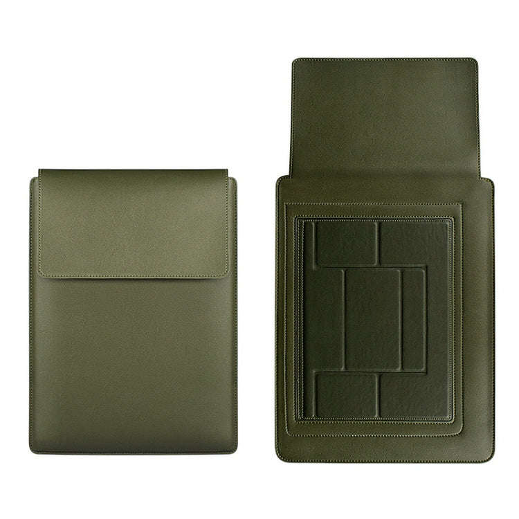 PU05 Sleeve Leather Case Carrying Bag with Small Storage Bag for 15.4 inch Laptop(Green)