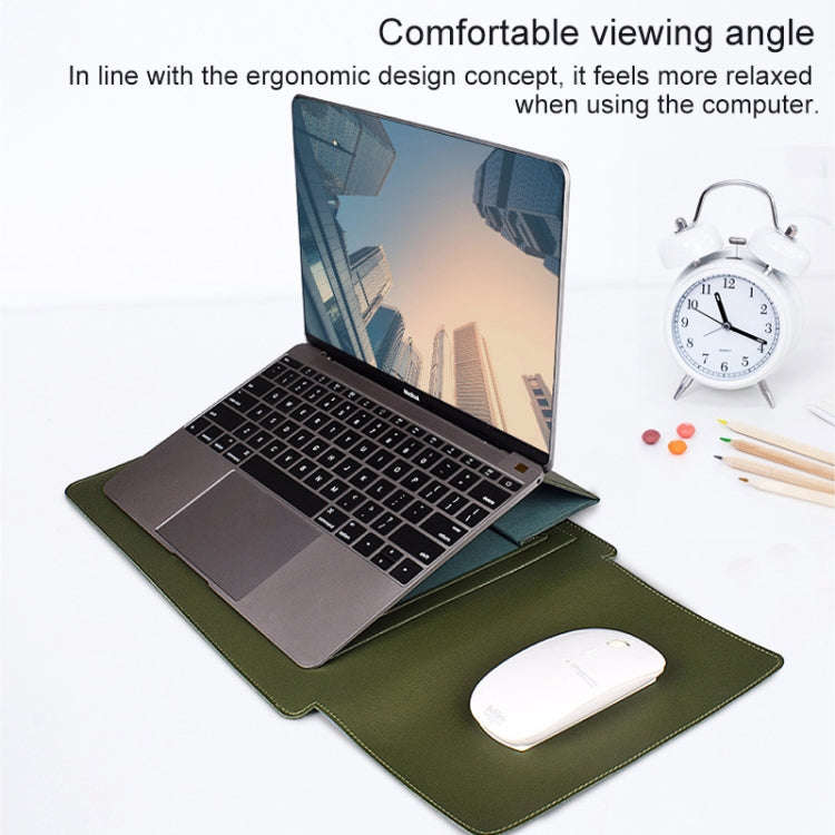 PU05 Sleeve Leather Case Carrying Bag with Small Storage Bag for 15.4 inch Laptop(Green)