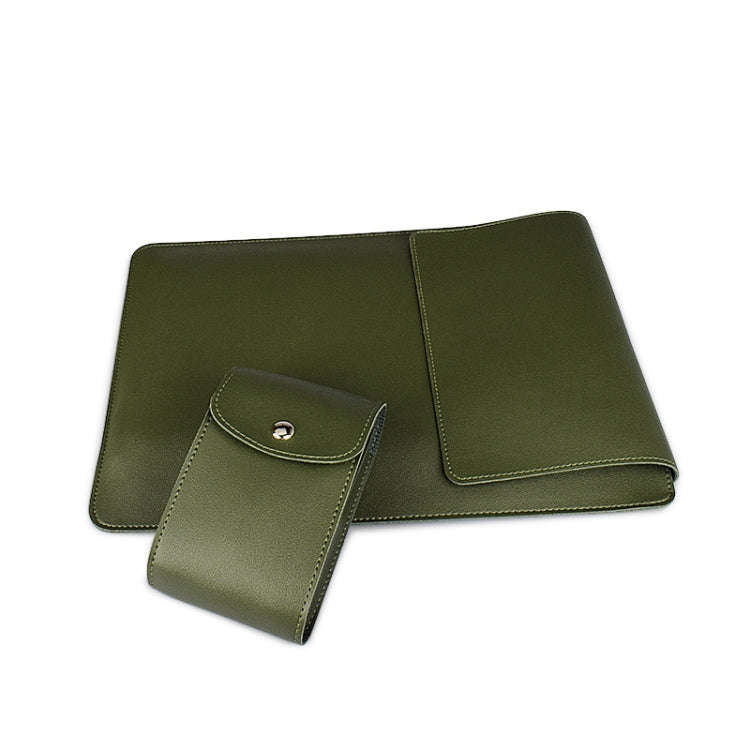 PU05 Sleeve Leather Case Carrying Bag with Small Storage Bag for 15.4 inch Laptop(Green)