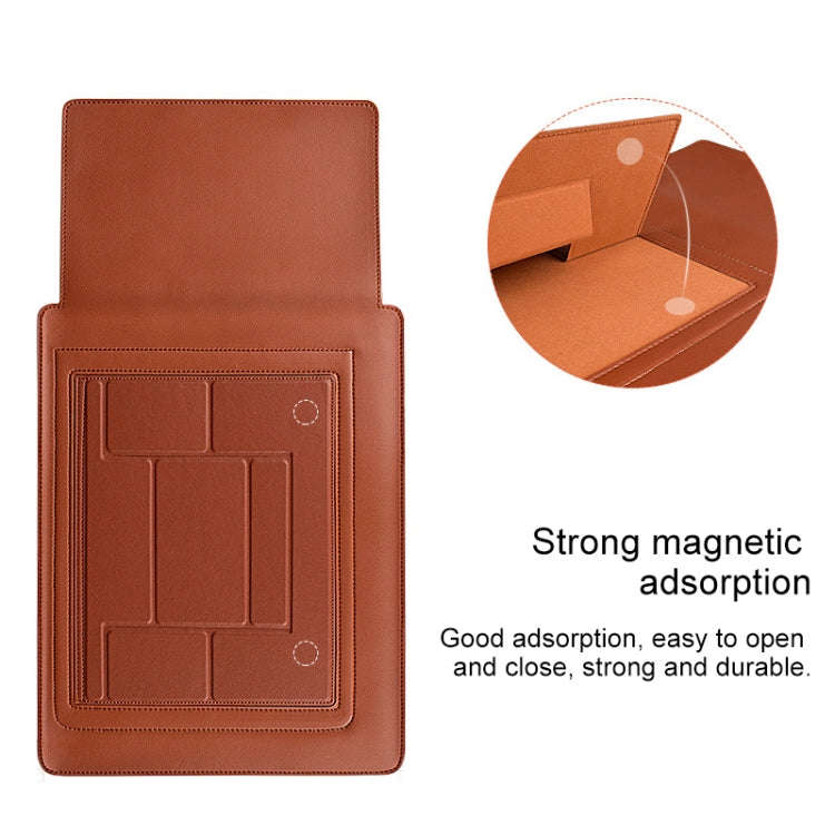 PU05 Sleeve Leather Case Carrying Bag with Small Storage Bag for 15.4 inch Laptop(Green)